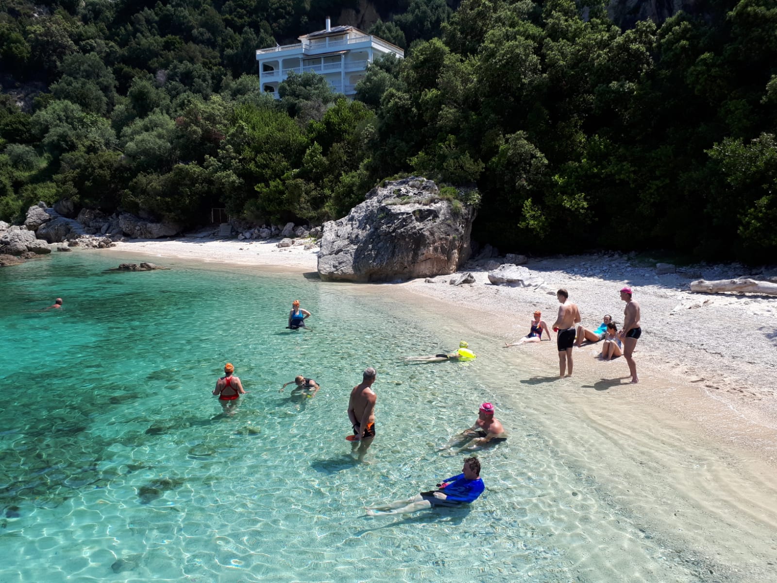 relaxing on beach in Syvota after Ionian exploring