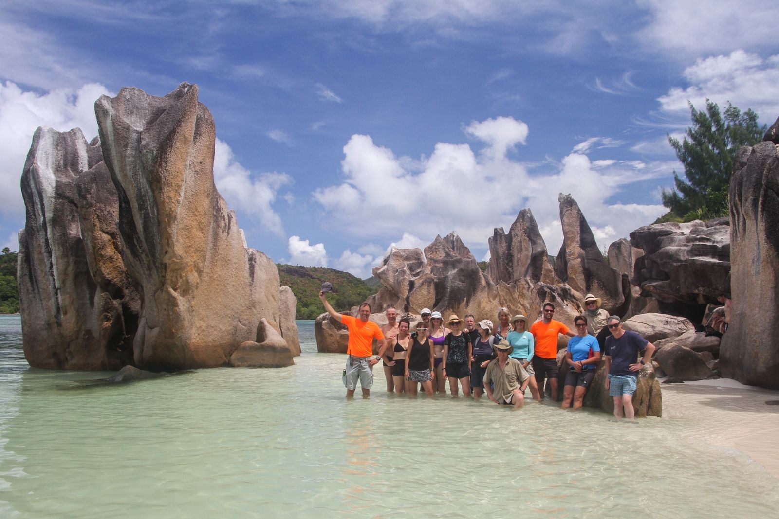 seychelles group on beach