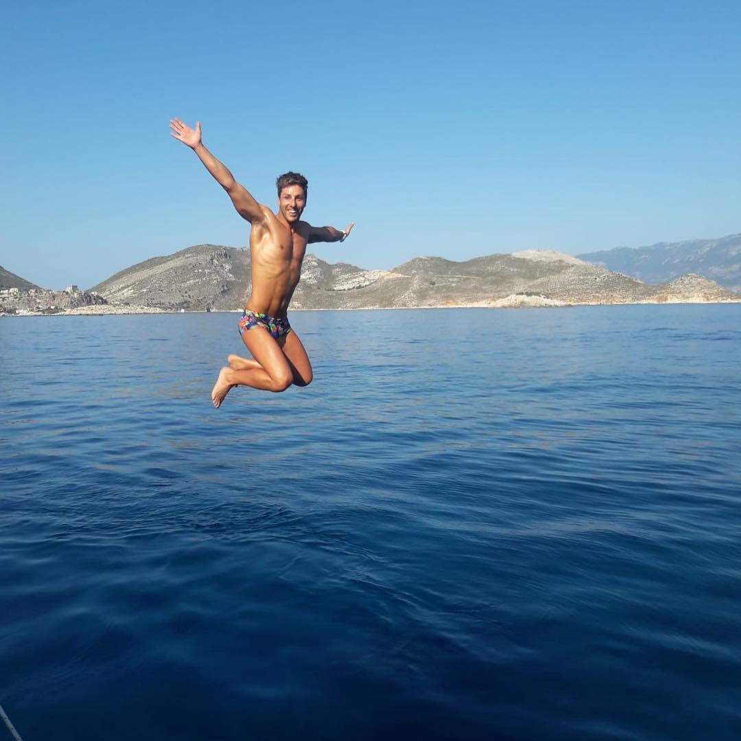 SwimTrekker jumping into the sea in Turkey Lycian Way.jpeg